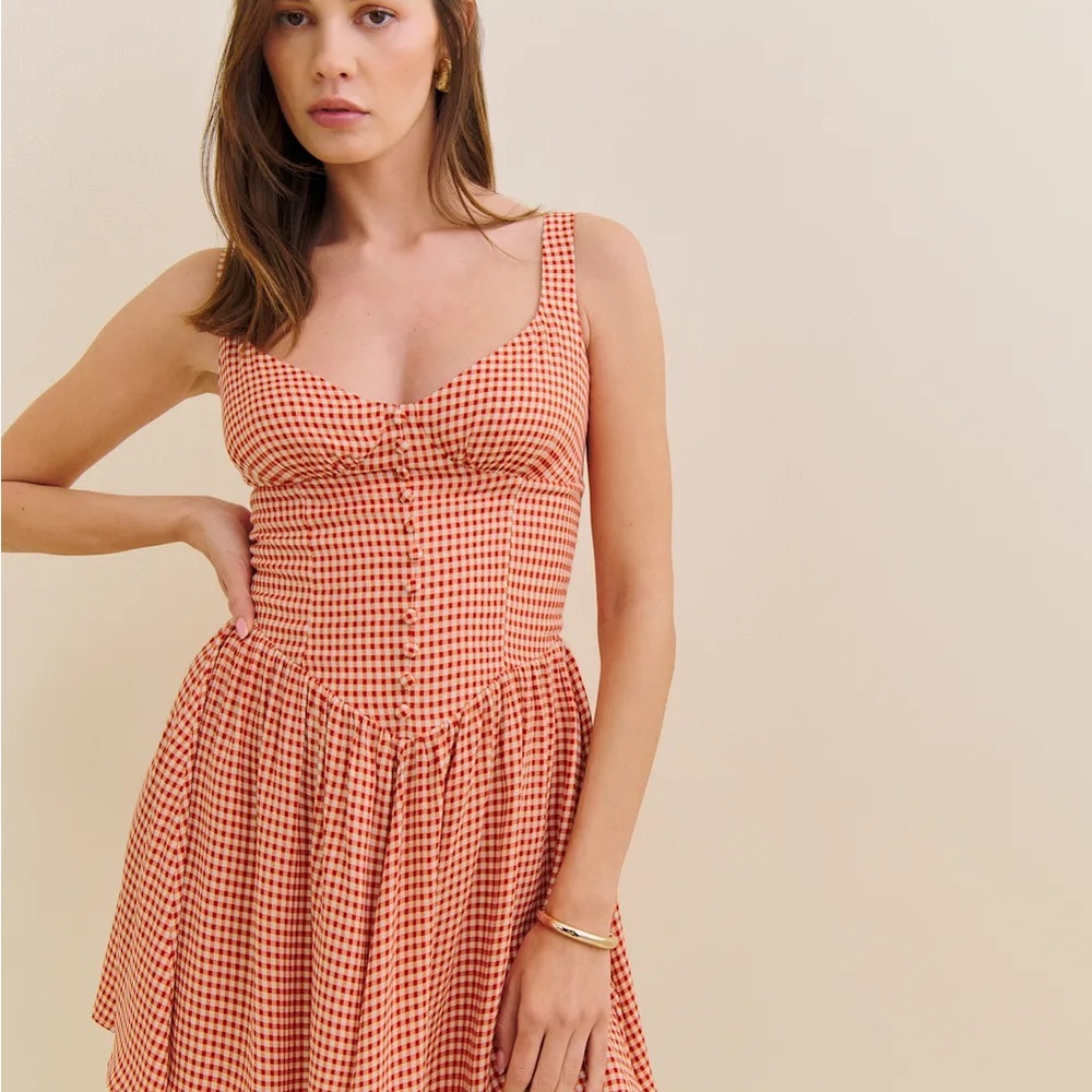 Reformation Red Gingham Mini Dress